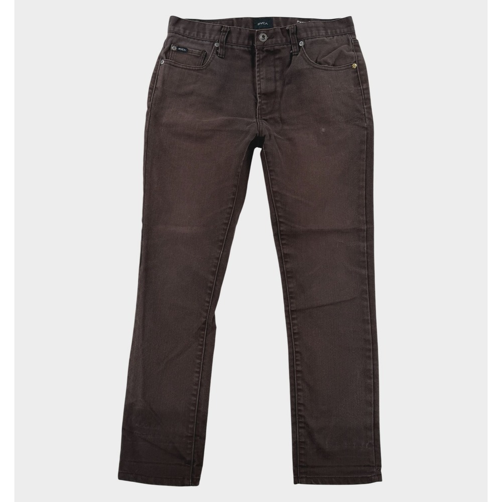 RVCA Daggers Jeans Mens 32x30 Brown Slim Straight Denim Pants Dark Wash Denim
